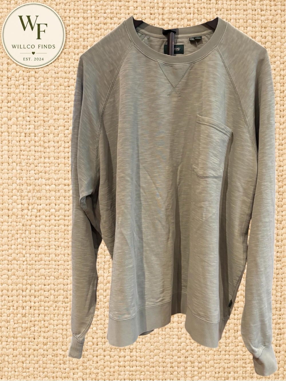 Orvis Men’s XXL Gray Sleeve Cotton Pocket Crewneck Shirt